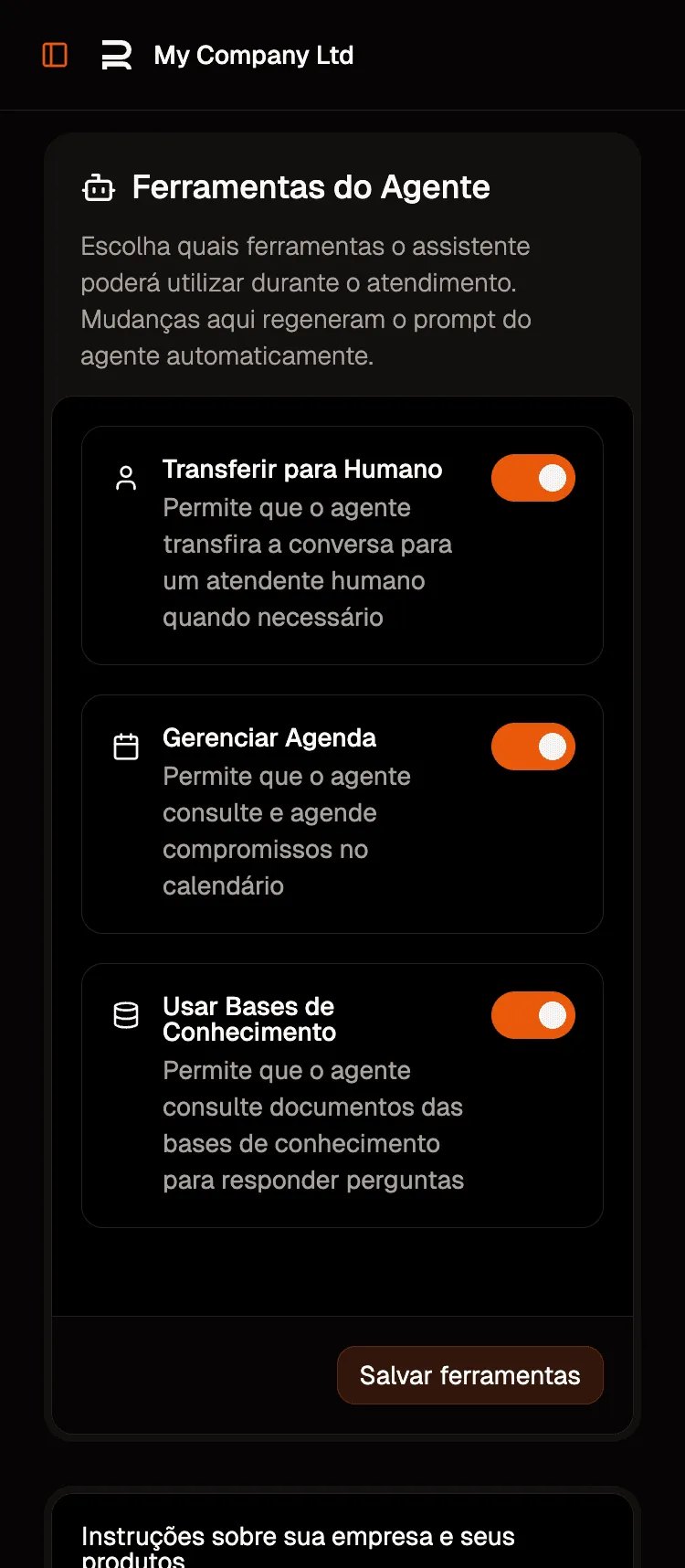 Fluxo de conversa no celular